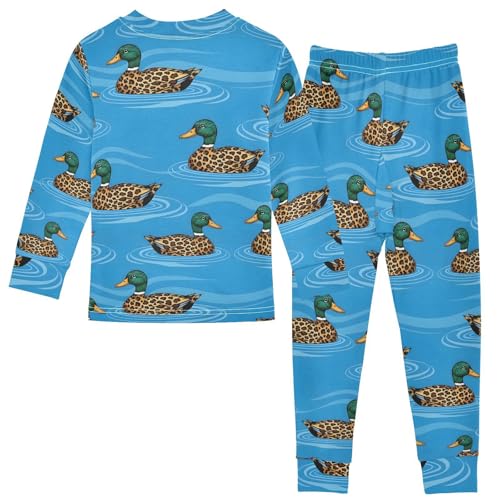 Pajama Sets Long Sleeve Ducks Swimming in Blue Water Soft Comfy Sleepwear 2 Piece PJS 3-8T3