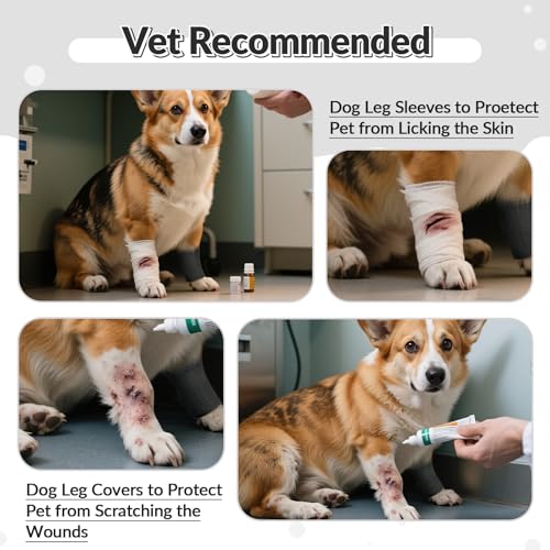 Image of ROZKITCH 4 PCS Dog Arm Sleeves for Licking Scratching Elbow Wound | Soft Knitting, Stretchy Fit Sleeves, Helps Reduce Licking, Dog & Cat Friendly, Easy to Wear, Daily Leg Coverage