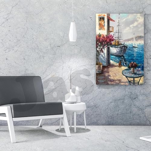 Image of Jasol Diamond Painting Kit, 40x30 Cms, Full Drill, 5D Crystals, Home Wall Decor Gift Set (Sea Side M45522)
