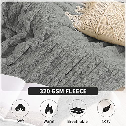 Fy Fiber House Fleece Blanket – 3D Pattern Design Bedding Sherpa Throw Blanket For Camping, Travel Warm Super Soft Fluffy Cozy Decorative Twin 50”X60” Gray #TOP3