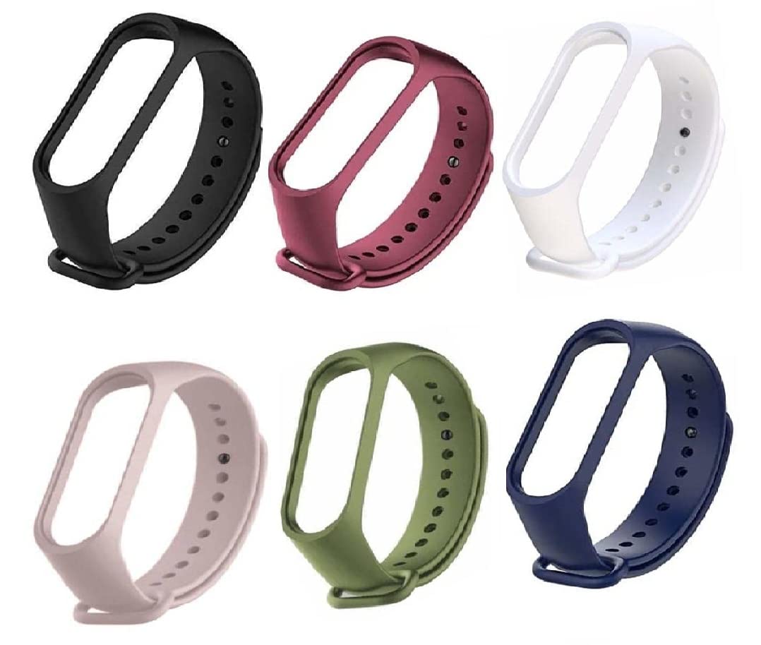 Like Star Soft Silicone Mi Band 4 Strap Waterproof Replacement Wristband Strap Fashion Accessory Compatible for Xiaomi Mi Band 4 & Mi Band 3 (Tracker NOT Included) (Pack of 6)