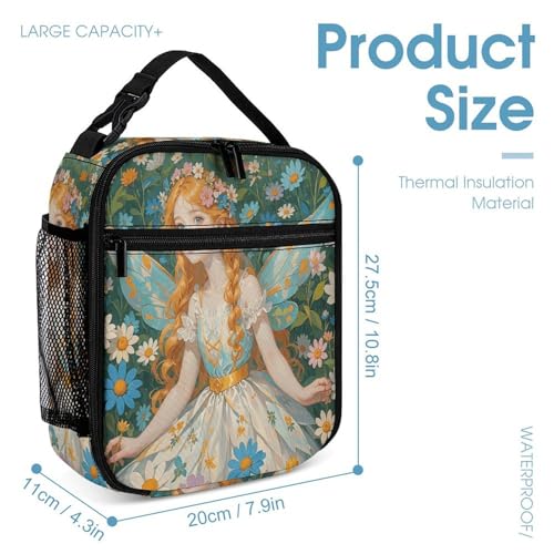 3Pcs Backpack Sets Pfhorn Flower Fairy Print Travel Daypack 3 in 1 Lightweight Backpack Set with Lunch Bag And Cosmetic Bag4