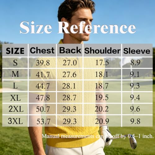 Camiseta polo para hombre Barry.Wang de punto cable, cierre parcial, manga corta, cuello texturizado y ribeteado, estilo casual para verano y golf miniatura 7