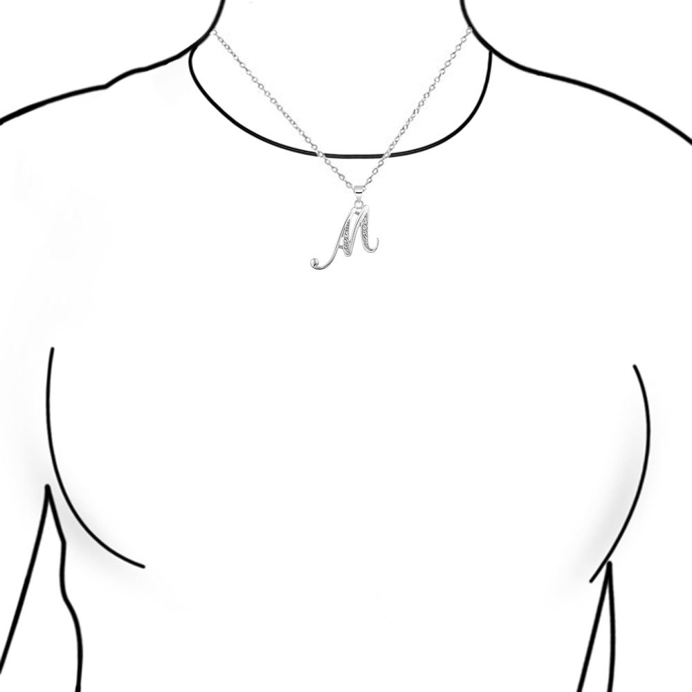 Bling Jewelry ABC - Collana con ciondolo a forma di lettera dell'alfabeto, con pavé di zirconi cubici e zirconia cubica per donne adolescenti, in argento Sterling 925