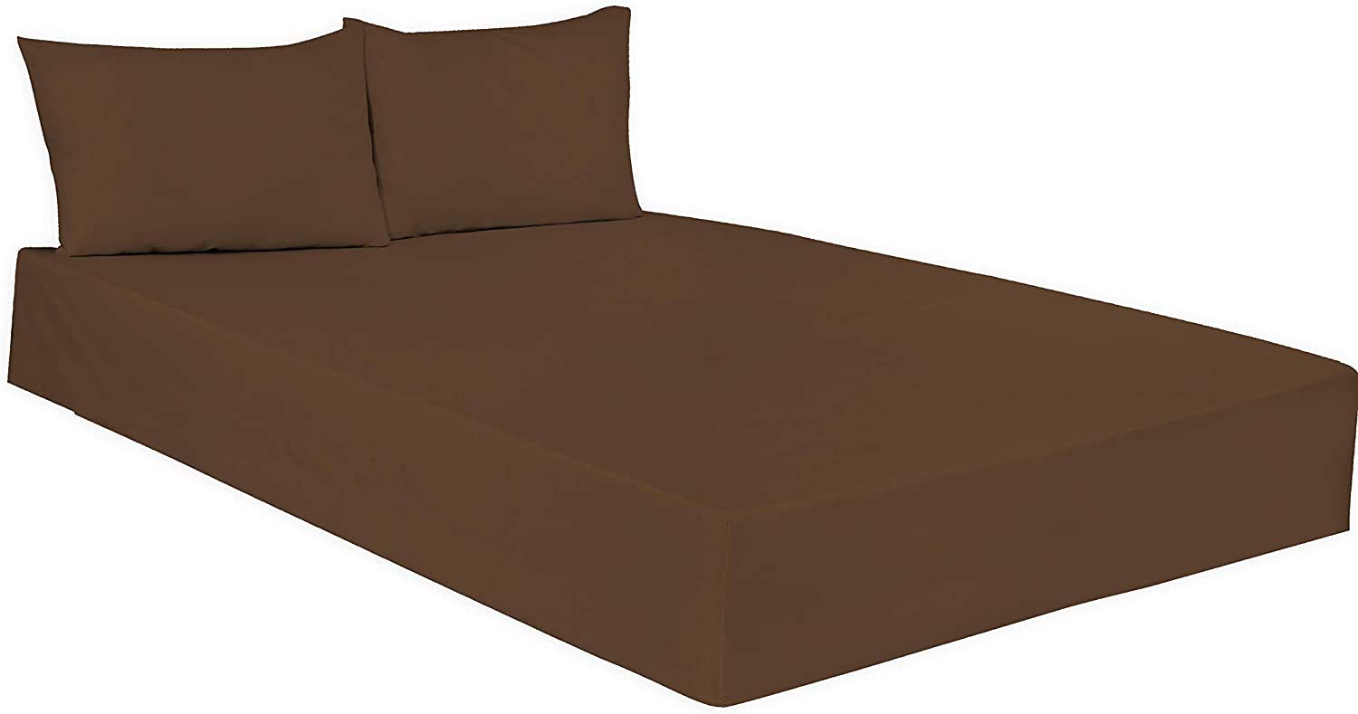 Plain Dyed Poly Cotton Fitted Bed Sheets 25CM- Elasticated Corner- Lightweight Easy Care S...