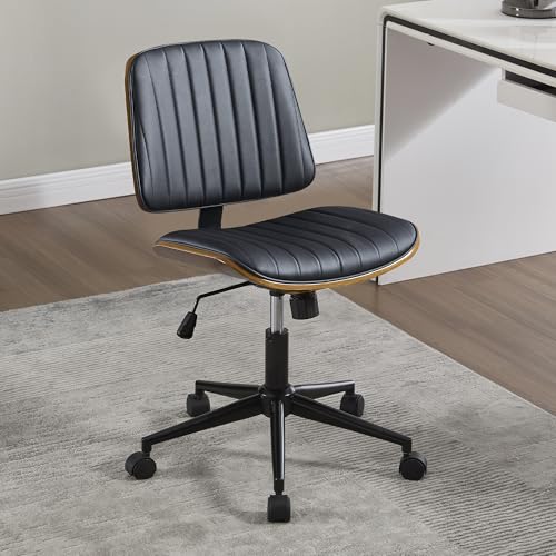 Image of Armless Rolling Office Desk Chair, Adjustable Height Computer Chair, Black