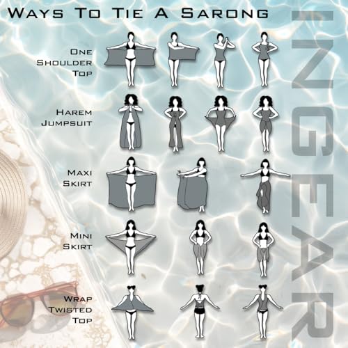 INGEAR Sarong Bathing Suit Cover Up for Women – Long Pareo Beach Wraps, Swimsuit Coverup Skirt, Stylish Bikini Cover Up3