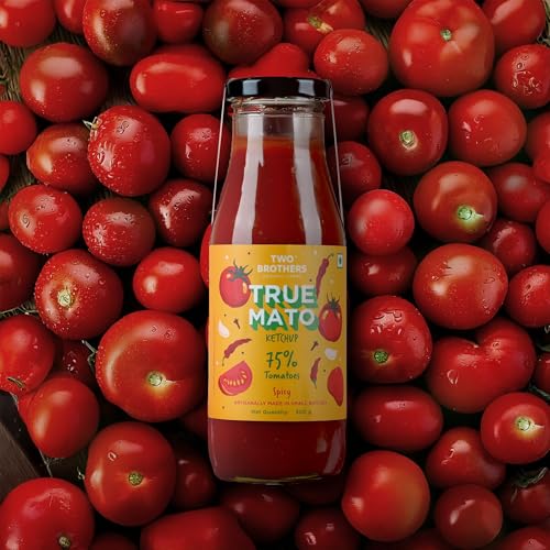 Image of Two Brothers Organic Farms Truemato Ketchup - Spicy Tomato Ketchup 750g | Naturally Made with 75% Fresh Tomatoes | No Refined Sugar | Upgraded