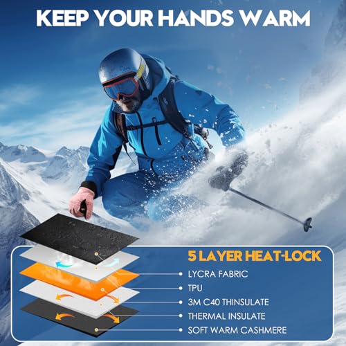 Image of Bruvoalon Winter Gloves for Women & Men, 3M Thermal Insulation, Lycra Fabric, Touchscreen, Anti-Slip