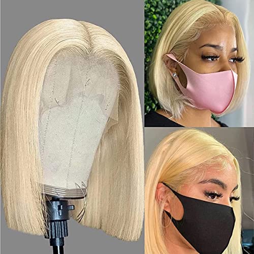 Morkoodll Hair 613 Blonde Bob Wigs 10inch Lace Front Bob Wigs Human Hair 13x4x2 T Part Lace Wig 180% Density 613 Bob Wig Pre Plucked Hairline with Baby Hair Short Bob Wigs for Black Women(10inch, 180% 613 bob)