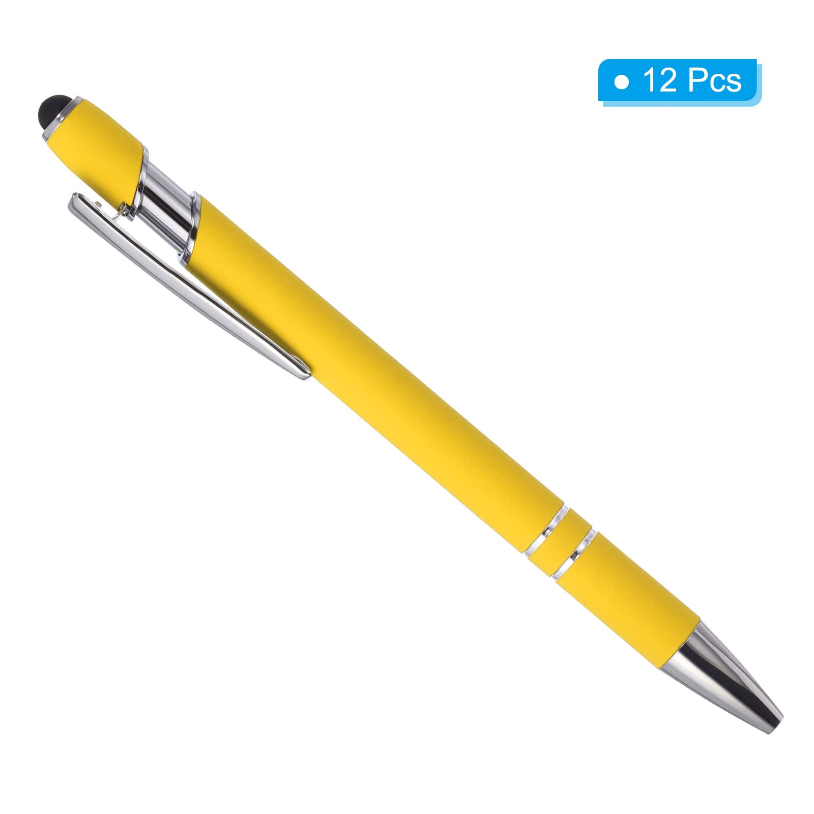 PATIKIL 12 Pack 2 in 1 Metal Pen, Black Ink, 1.0mm Medium Point, Stylus Pen for Touch Screens Yellow - Image 3
