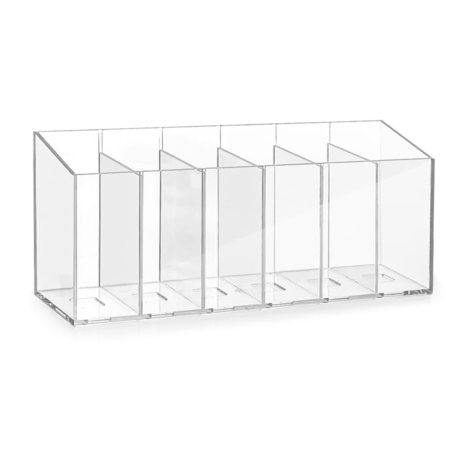 Snorvixre Clear Acrylic Cabinet Organizers 6 Removable Compartments for Beverages Storage Space Efficient Countertop Solution Drink Packet Storage Container