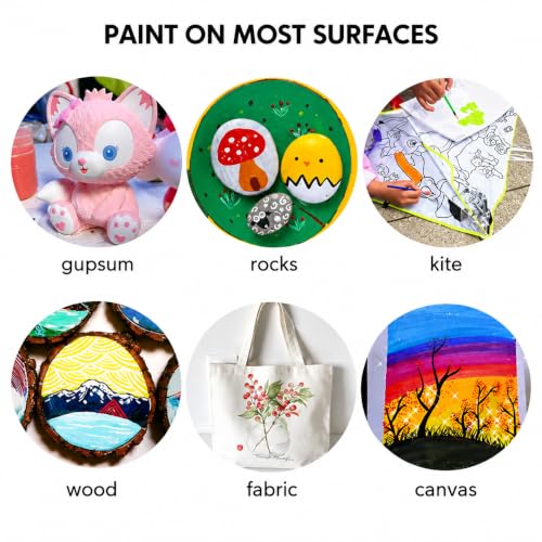 Image of Acrylic Paint Set, 24 Colors, for Canvas, Wood, Fabric, Rocks, Multiple Surfaces