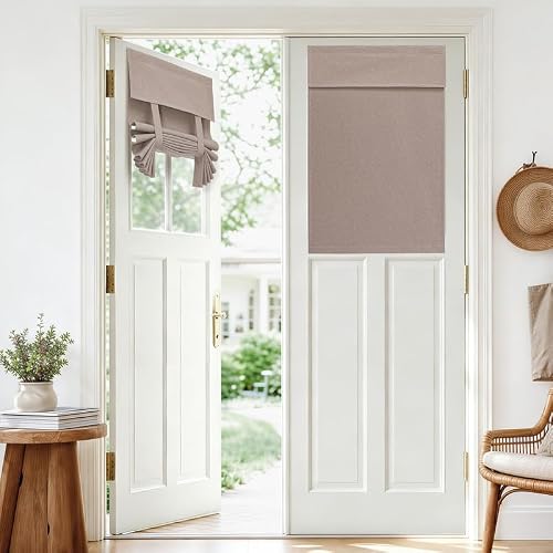 Joydeco 100% Blackout French Door Curtain 26x40 Inch, Linen