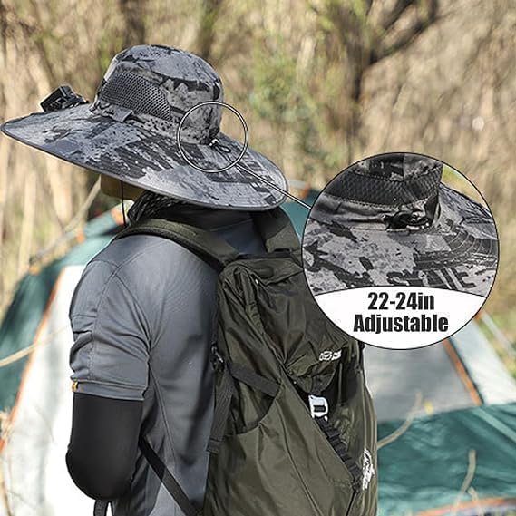 Générique Chapeau de Fan Solaire à Bord Large, Chapeau avec Les Ventilateurs De L'énergie Solaire pour Hommes Femmes, Solaire et USB Chargement Sombrero Con Ventilador