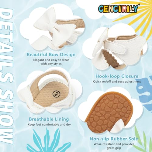 Image of CENCIRILY Infant Baby Girls Boys Sandals Summer Beach Outdoor Bowknot Soft Rubber Sole Toddler Princess Dress Flats Walking Shoes