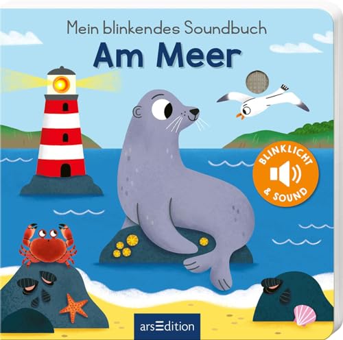 Mein blinkendes Soundbuch – Am Meer: Sound mit 1 LED | Innovatives Pappbilderbuch mit Sound und Licht für Kleinkinder ab 12 Monaten