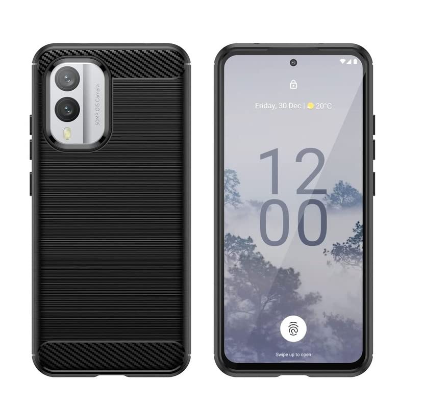 Image of NPRC Hybrid Ultra Slim Protective Case TPU Non-Slip Carbon Fiber Texture Shockproof Case Cover for Nokia X30 5g - Black