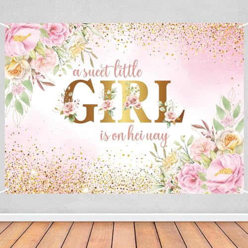 Celchvens 7x5ft Baby Shower Backdrop for Girl, A Sweet Little