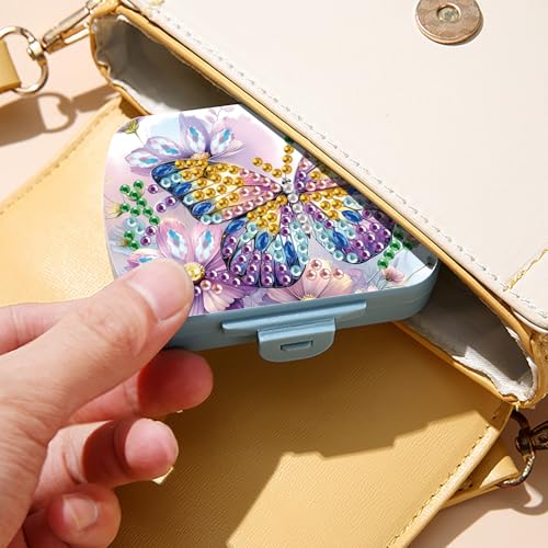 Image of ARTopet Diamond Art Painting Mini Storage Box with 6-Grid Creative Design Compact Portable Small Case for Purse Travel Daily-Butterfly02