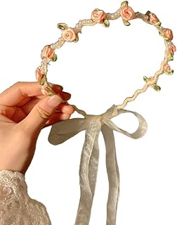 Corona de flores para el pelo, corona de flores artificiales para mujer, diademas de flores, diadema con cinta ajustable, accesorio para el pelo para festivales, fiestas, bodas, playa, color rosa
