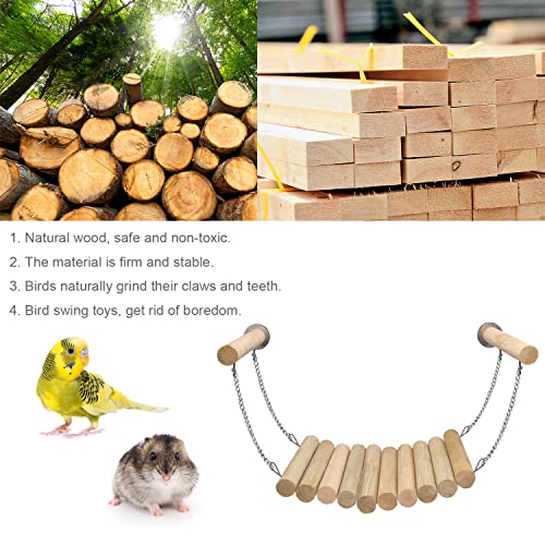 Image of Litewoo Bird Wood Swing Perch Ladder with Hammock Cage Accessories for Bird Parrot Parakeet Cockatiel Lovebirds Budgie Conures Finch