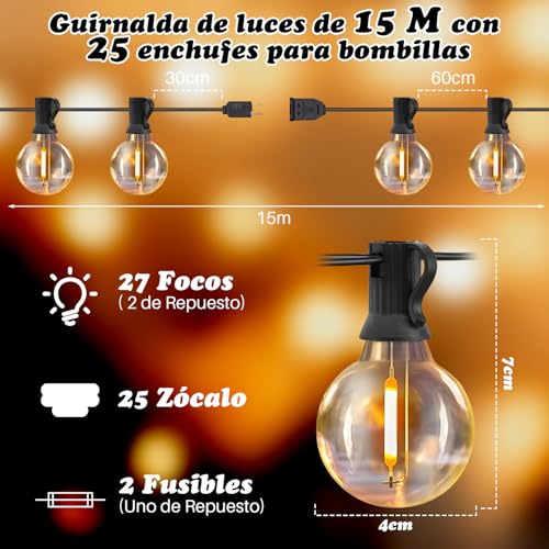 Luces de jardín 15 luz para jardin marca Salandens (3)