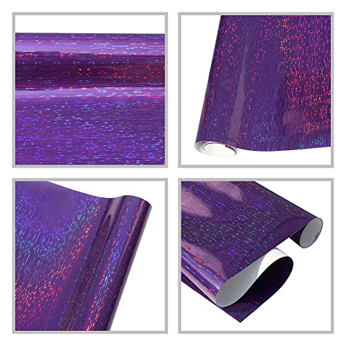 Holographic Purple And Red Chrome Car Vinyl Wrap Brushed Metallic Sparkle Starlight Gloss Car Wrap Film, 59.8'' X 29.5'' #TOP3