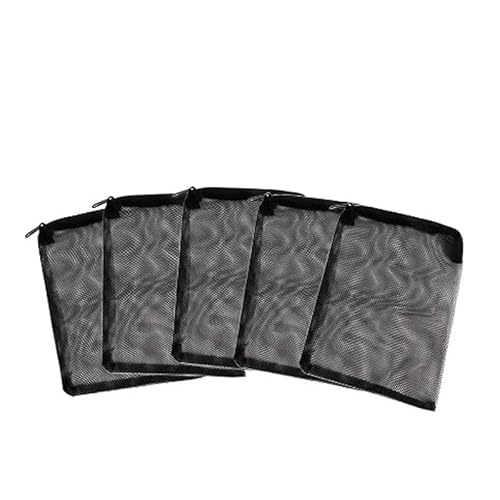 Onmargeen Bolsas de filtro de acuario, bolsas de malla gruesa/fina, con cremallera de plástico para carbón activado (20 x 30 cm, negro, 5 unidades)