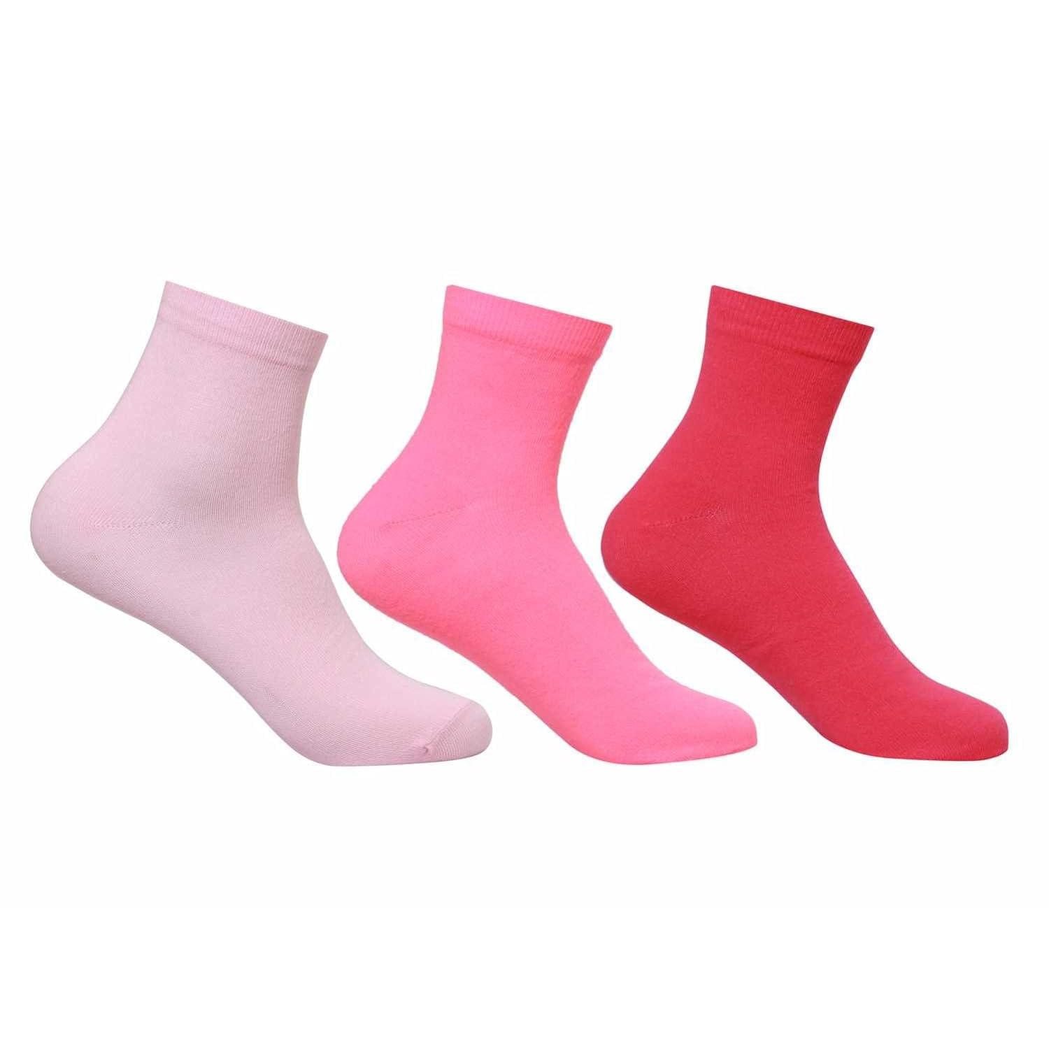 Women's Ankle Length Plain Socks - Pack of 3 (Rose)