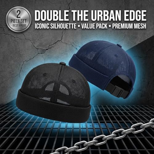 2 Pack Men's Breathable Brimless Hat Summer Style Mesh Tang Ultra Cooling Skull Adjustable Hip-Hop Cap Docker Beanie - 5