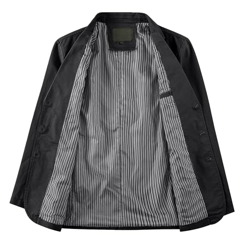 Men's Vintage Solid Color Suit Coat Casual Cotton Lightweight Blazer Jacket Business Loose Sport Coat4