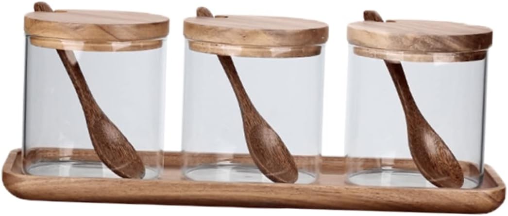 Condiment Jar Spice Storage Pot Spoon Tray Elegant Seasoning Jars for Kitchen