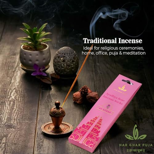 Image of Rose Agarbatti Sticks for Pooja & Home |120 Incense Sticks for Home Fragrance |Natural Agarbatti Stick|Long Lasting Dhoop Agarbatti for Meditation, Temple & Room Freshener Pack of 2