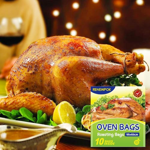Turkey Oven Bags for Perfect Roasting - 21.7’’ x 23.6’’, Large Size Turkey Cooking Bags for Oven, Locks in Juices for Flavorful Turkey (10Bags)