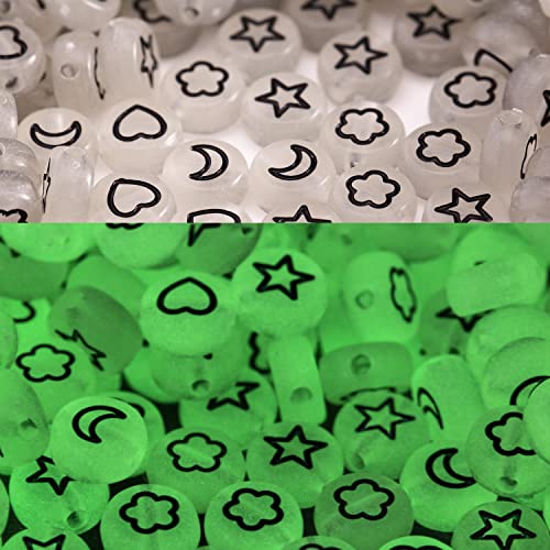 500pcs 4x7mm Glow in The Dark Acrylic Beads for Friendship Bracelets Jewellery Making, Glowing Graphic Beads, Small