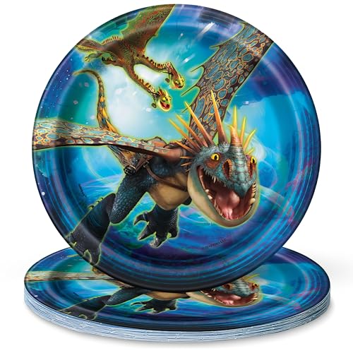 Unique Round Dessert Paper Plates - 7", How to Train Your Dragon, 8 Pcs