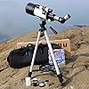 Telescoop voor beginnende kinderen, astronomie-refractortelescoop, 70 mm diafragma 400 mm foca, volledig multi-coated…