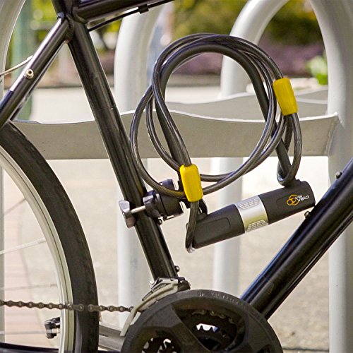 Via VeloBike U lock Heavy Duty Bicycle U-Lock,14mm Shackle and 10mm x1.8m Cable with Mounting Bracket For Road Bike Mountain Bike Electric Bike Folding Bike, Great Bike Safety Tool