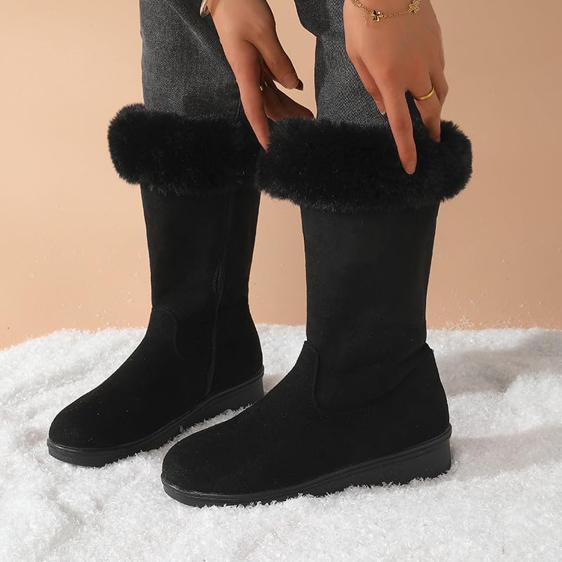 Women’s Winter Snow Boots Fur Lined Mid Calf Waterproof Non Slip Warm Zipper Outdoor Comfortable Womens Boots - Image 2