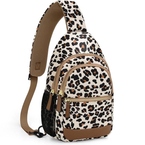 Image of Capolo Sling Bag for Women Men Waterproof Crossbody Bags for Women Trendy Casual Fanny Pack with Convertible Shoulder Strap Chest Bag for Travel Hiking(Leopard, Large)