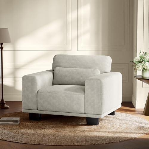 Image of Amada 40 inch Oversized Accent Sofa Chair, Modern Armchair with Deep Seat, Comfy Upholstered Large Reading Chair with Removable Washable Covers for Living Room & Bedroom Office, White
