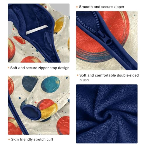 Colorful Circles on Background Toddler Fleece Jacket Girl Boys Hooded Fleece Jacket Coat Warm Outwear Zip-up 3-10T3