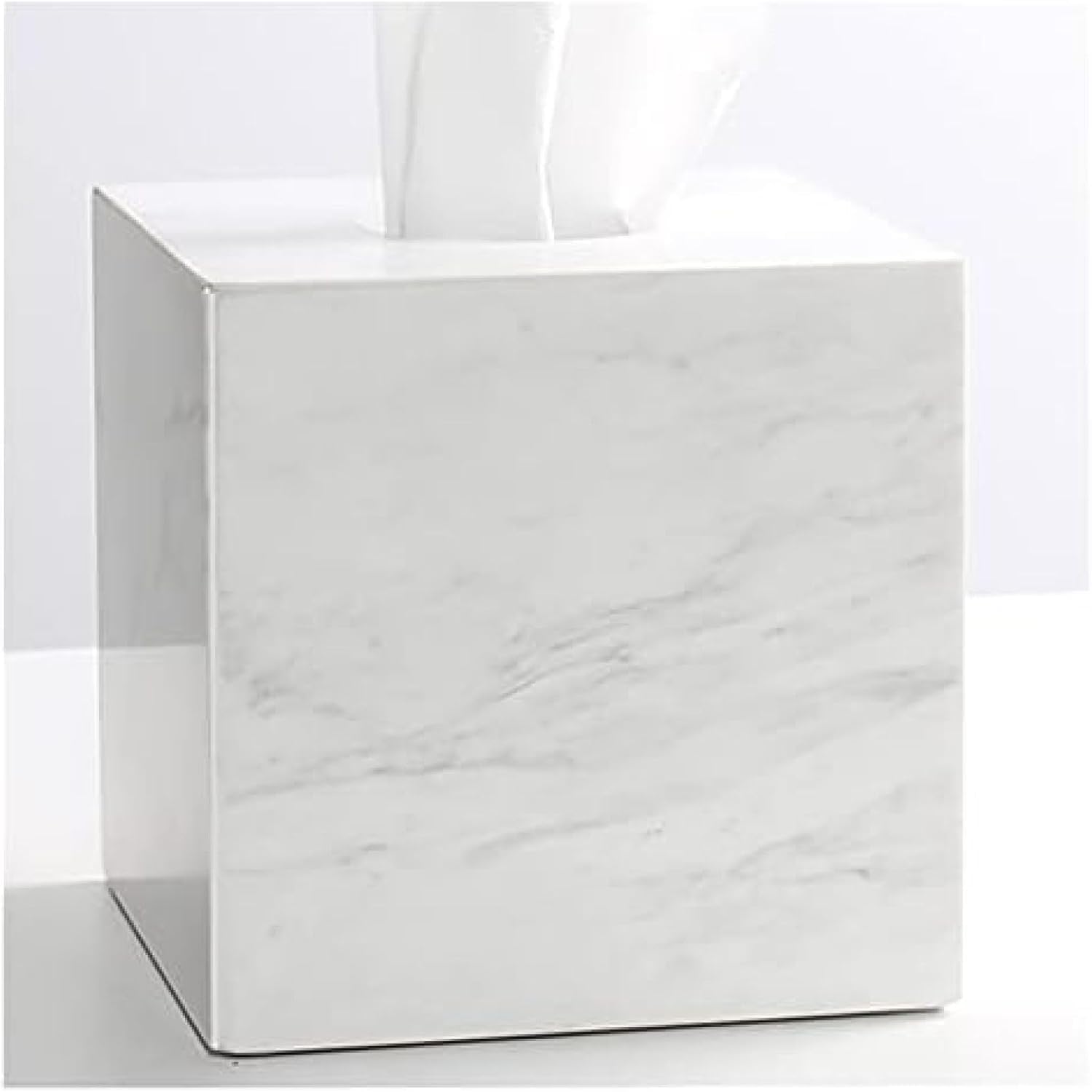 Boîte carrée porte-mouchoirs cube blanche en marbre pour comptoir