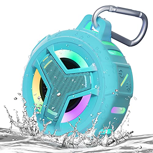 Product Image of the EBODA Waterproof Bluetooth Shower Speaker, IPX7 Floating Portable Wireless Small Speakers, 24H Playtime with RGB Light for Kayak, Beach, Pool Accessories, Gifts for unisex -Sky Blue