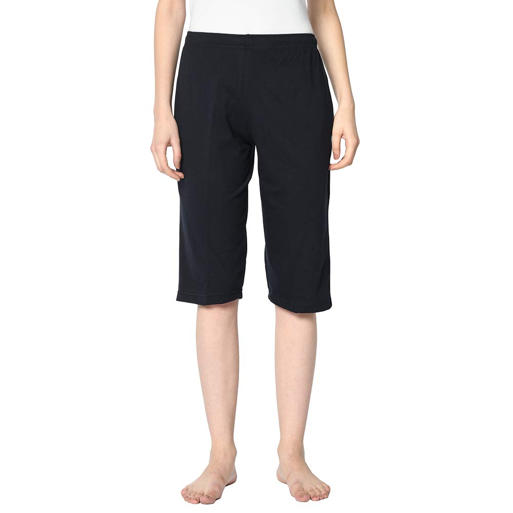 Women's Cotton Three Fourth Capri Shorts with Side Pockets |Women's Casual Shorts-B5684