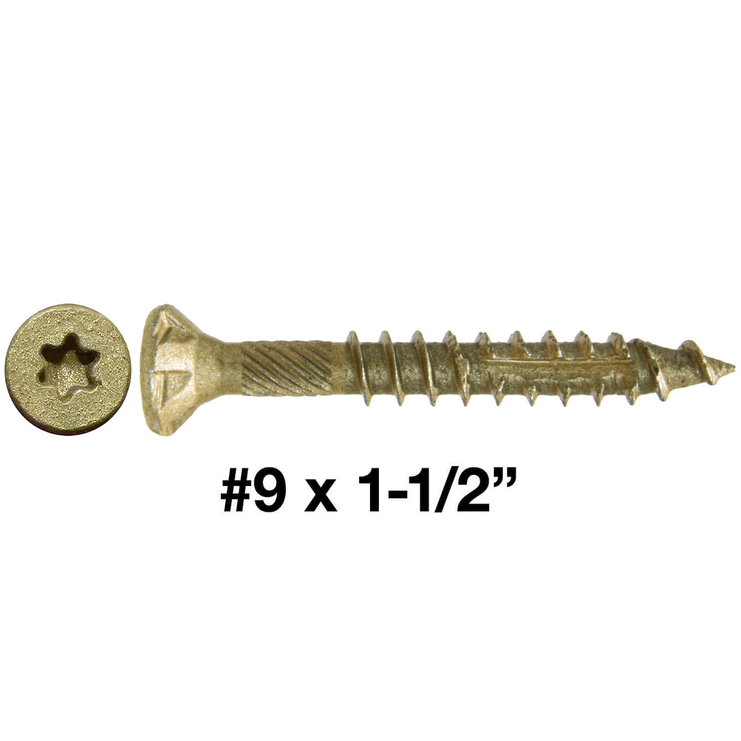 Jake Sales #9 x 1-1/2" Bronze Coated Multipurpose Wood Screw Torx/Star Drive Flat Head (1 Pound - 140 Approx. Screw Count) Exterior Coated - ACQ Compatible Wood Screws