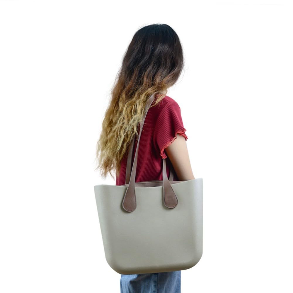Nowy 1 parę długich krótkich obag cienki PU skóry ręce trzymają O bag ramka ramka ramka akcesoria (Jasnoszary 86 cm,Płaskie uchwyty do Obag)