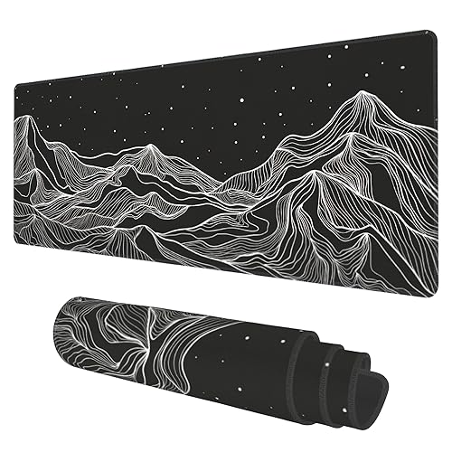 Grand tapis de souris de jeu antidérapant avec bords cousus Black Mountains 80