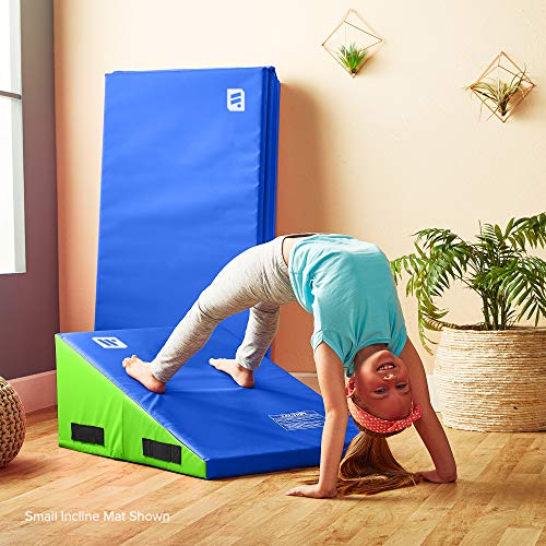 We Sell Mats Gymnastics Incline Mat, Folding And Non-Folding Cheese Wedge Skill Shape, Tumbling Mat For Gymnastics Training, Cheerleading And Obstacle Courses, Lime Green/Blue, Medium (60" X 30" X 15") #TOP6